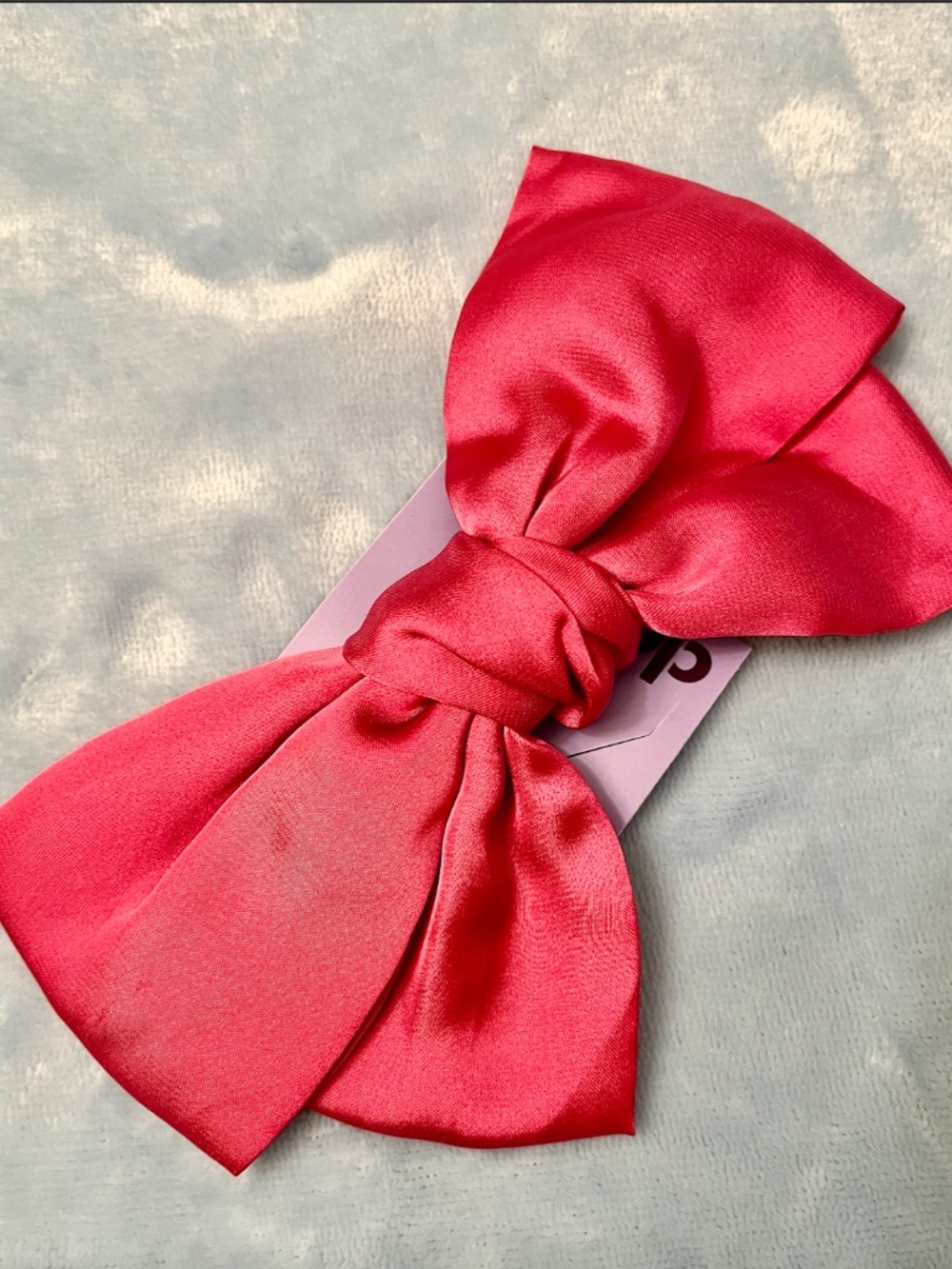 NEW Claire's PINK Satin Over-sized Bow Barette Clip
